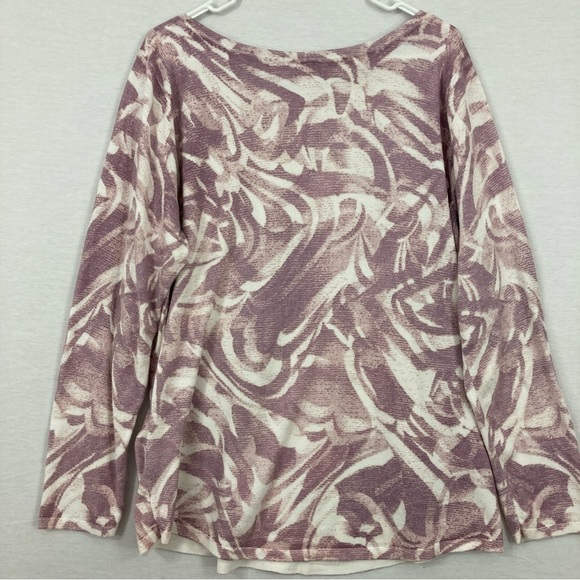 Chico's Purple/Cream Soft Stretch Round Neck Long Sleeve Top XL - Picture 8 of 9
